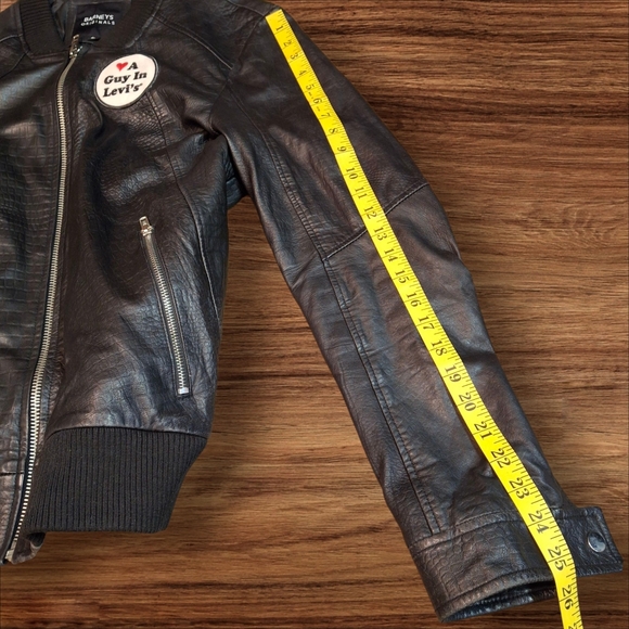 Barneys Originals Leather Jacket, Levi's Patch ❤️ A Guy In Levi's, Women Size S - Picture 16 of 16